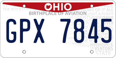 OH license plate GPX7845