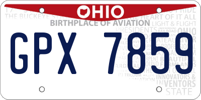 OH license plate GPX7859