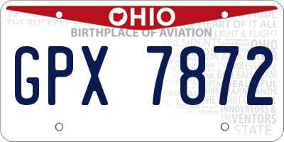 OH license plate GPX7872