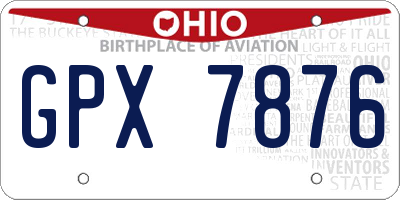 OH license plate GPX7876