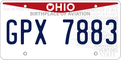 OH license plate GPX7883