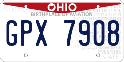 OH license plate GPX7908