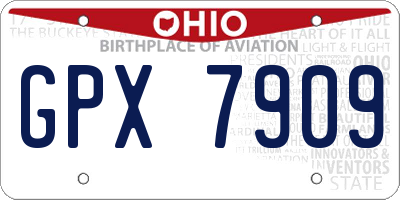 OH license plate GPX7909