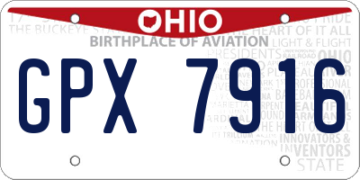 OH license plate GPX7916