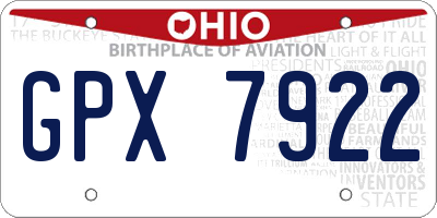 OH license plate GPX7922