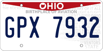 OH license plate GPX7932