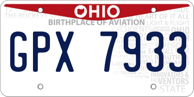 OH license plate GPX7933