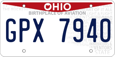OH license plate GPX7940