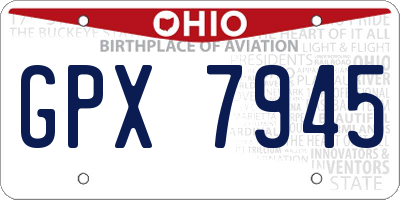OH license plate GPX7945