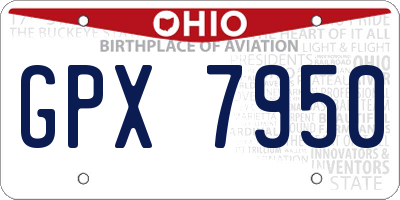 OH license plate GPX7950