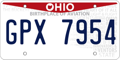 OH license plate GPX7954