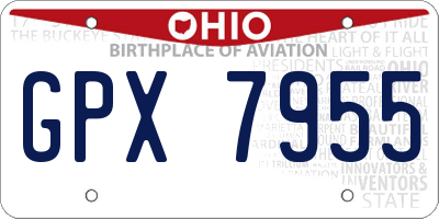 OH license plate GPX7955