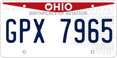 OH license plate GPX7965