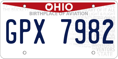 OH license plate GPX7982