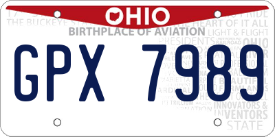 OH license plate GPX7989