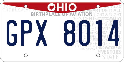 OH license plate GPX8014