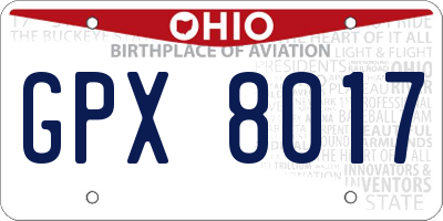 OH license plate GPX8017