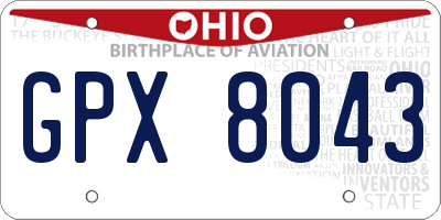 OH license plate GPX8043