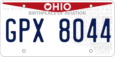 OH license plate GPX8044