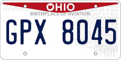 OH license plate GPX8045