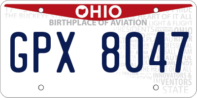 OH license plate GPX8047