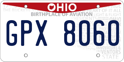 OH license plate GPX8060