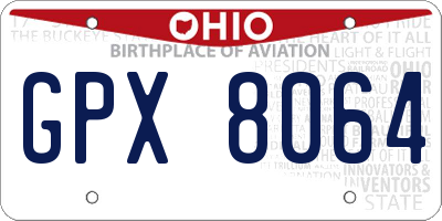 OH license plate GPX8064