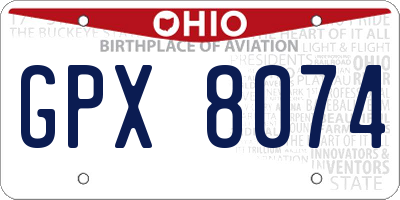 OH license plate GPX8074