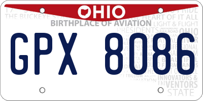 OH license plate GPX8086