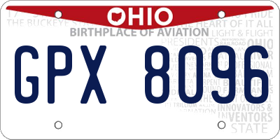 OH license plate GPX8096