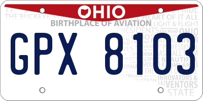 OH license plate GPX8103