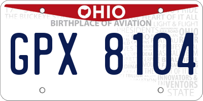 OH license plate GPX8104