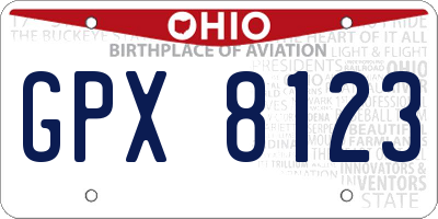 OH license plate GPX8123