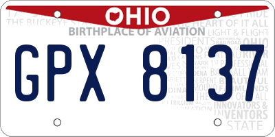 OH license plate GPX8137