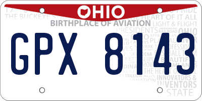 OH license plate GPX8143