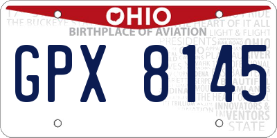 OH license plate GPX8145