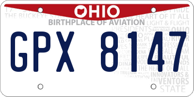 OH license plate GPX8147