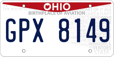 OH license plate GPX8149