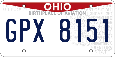 OH license plate GPX8151