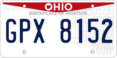 OH license plate GPX8152