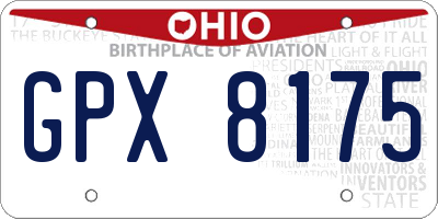 OH license plate GPX8175