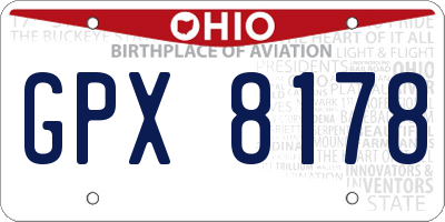 OH license plate GPX8178