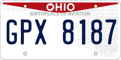 OH license plate GPX8187