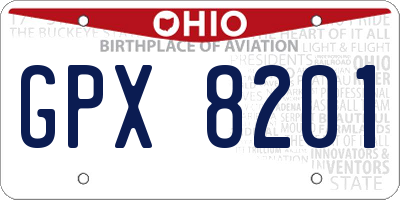 OH license plate GPX8201