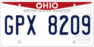 OH license plate GPX8209