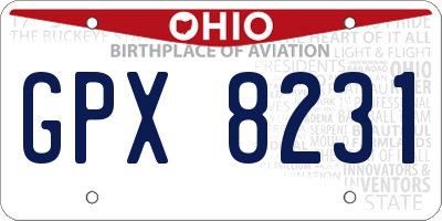 OH license plate GPX8231