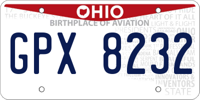 OH license plate GPX8232