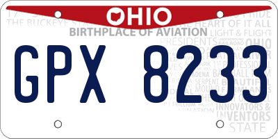 OH license plate GPX8233