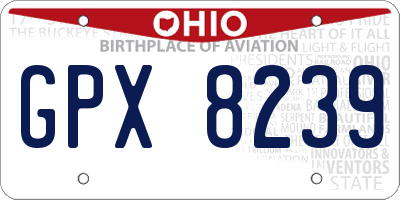 OH license plate GPX8239