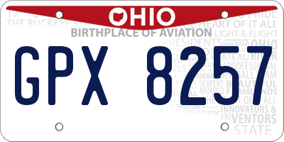 OH license plate GPX8257